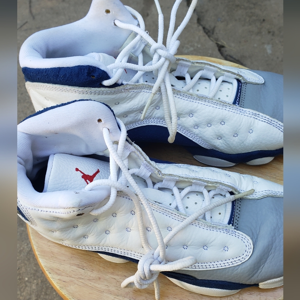 Jordan White and Blue Retro Sneakers